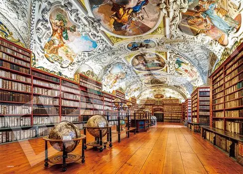 Пазл EPOCH из 500 деталей Библиотека мира Страговский монастырь, Чешская Республика x с клеем и шпателем с очками EPOCH - (38