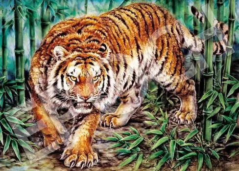 Пазл EPOCH из 500 деталей Kayomi Harai Tiger Bamboo Forest x с лопаточкой и билетом на подсчет очков EPOCH Иллюстрация/Искусство (38 53см) 06-121с Клей,
