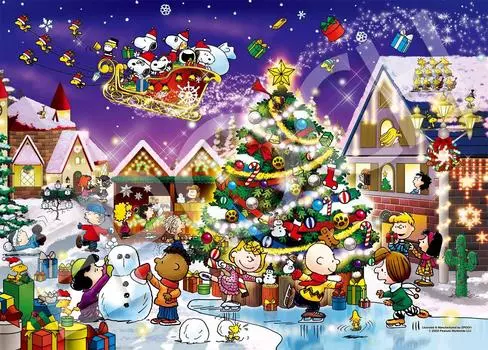 Пазл Epoch из 500 деталей PEANUTS Snoopy Happy Christmas x с клеем и шпателем с очками EPOCH (38 53см) 06-128с