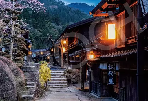 Пазл EPOCH Японский в Нагано x 38 с лопаточкой и купоном для подсчета очков 300 деталей пейзаж Цумаго-дзюку ночь, (26 см) клей 28-047с,