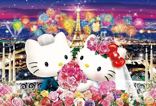 Пазл из 1000 элементов Sanrio Персонажи Свадьба в Париже (49x72см)