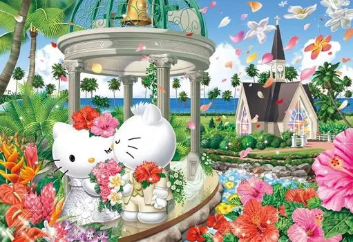 Пазл из 1000 деталей Hello Kitty Гавайская свадьба (49x72см)
