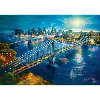 Пазл из 1000 деталей - Лунный свет, освещающий Манхэттен, популярная корейская головоломка