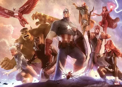Пазл из 1000 деталей Marvel Avengers Team Cap Gyutto Series [Чисто белый] (38,2x53,2см)