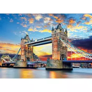 Пазл из 1000 деталей - очаровательный закат на Тауэрском мосту в Лондоне, популярная корейская головоломка