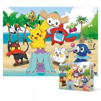 Пазл из 100 деталей / Pokemon Sun & Moon с Пикачу (над), популярная корейская головоломка