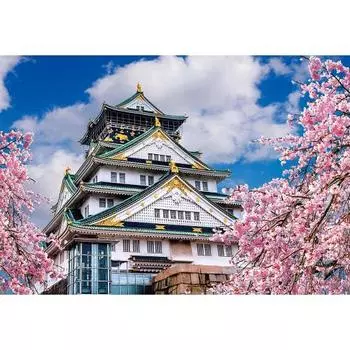 Пазл из 108 элементов Весеннее небо и замок Осака (Осака) Большой кусок (26x38см)