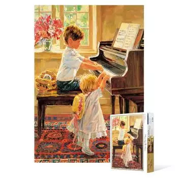 Пазл из 150 деталей - братья и сестры играют на пианино, популярная корейская головоломка