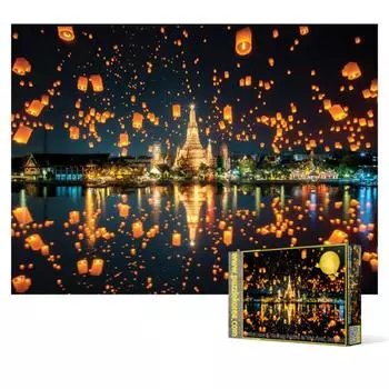 Пазл из 2000 элементов - Фестиваль Ифэн и плавающий небесный фонарик в Ват Арун в Бангкоке, популярная корейская головоломка