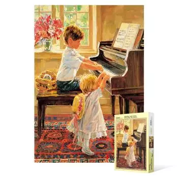 Пазл из 500 деталей - братья и сестры играют на пианино, популярная корейская головоломка