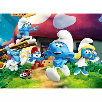 Пазл из 500 деталей - Непослушные смурфики и их озорные друзья, популярная корейская головоломка