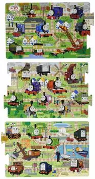 Пазл из кусочков Паровозик Томас Соедини цепи 3 Панорама 18+24+32 Детский [Степ-пазл]