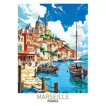 Пазл-ландшафт Марсель, Франция, иллюстрация, 500 деталей, популярная корейская головоломка