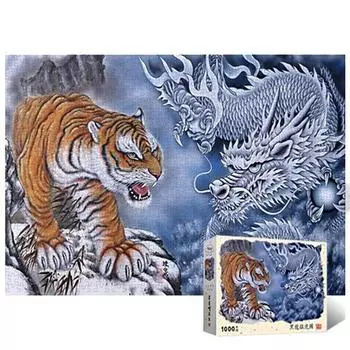 Пазл Life Black Dragon Fierce Tiger Jigsaw Puzzle, 1000 деталей, PL1368, Пазл из 1000 деталей, Детские игры, Развивающие игрушки