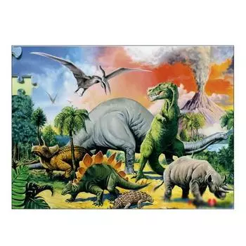 Пазл Love Escape from Dinosaurs Большой пазл, 100 деталей, разные цвета, 100 деталей
