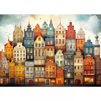 Пазл MISITU 1000 элементов головоломка Пейзаж Живопись Город Здание Город Подарок День рождения Рождество Стильный интерьер Фэнтези Город x 70 (50 см)