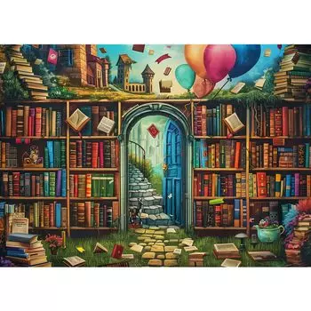 Пазл MISITU 1000 элементов пазл Пейзаж Живопись Книга Книжная полка Фэнтези Подарок День рождения Рождество Стильный интерьер История Мир x 70 (50 см)