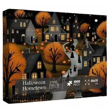 Пазл на Хэллоуин 1000 деталей, Пазл на Хэллоуин, Пазлы на Хэллоуин, Пазл с привидениями, Винтажный пазл на Хэллоуин One Size