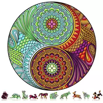 Пазл ZenChalet Yin Yang для взрослых, 200 деталей, деревянный пазл для взрослых, идеальный духовный подарок-головоломка, уникальные детали для ума