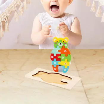 Пазлы-игрушки с медведями, деревянные пазлы для детей, 3D-развивающие подарки на день рождения, обучающие игрушки-пазлы с животными