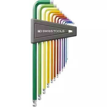 PB SWISS TOOLS 12-Piece Rainbow Chrome Plated Ball End Hex Key Set 1/2 to 5/16