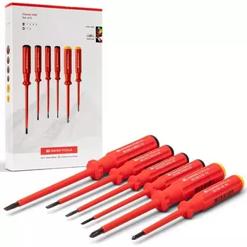 PB SWISS TOOLS 6 предметов Swiss Grip Classic Type Изолированные отвертки Набор в бумажной коробке (Шлицевой/Phillips) 5542.CBB