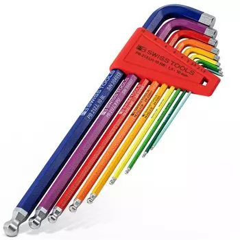 PB SWISS TOOLS длинный радужный набор ключей 212LH-10RBCN шарового типа