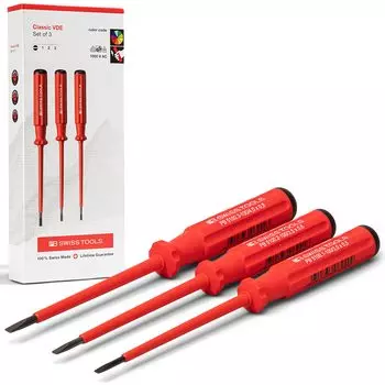 PB SWISS TOOLS набор из 3 отверток Swiss Grip Classic Type с изолированной плоской головкой, бумажная коробка 5539.CBB