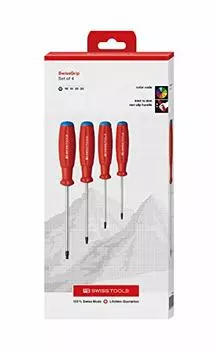 PB SWISS TOOLS Набор из 4 шестигранных отверток Swiss Grip с ограничителем вскрытия в бумажной коробке 8462.CBB