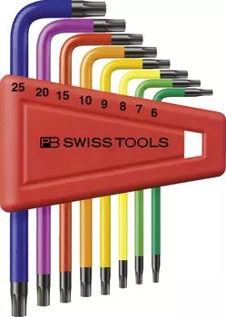 PB SWISS TOOLS PB набор шестигранных ключей радужных Г-образных 410H/6-25RBCN