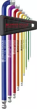 PB SWISS TOOLS Rainbow Hex Wrench Set Multi-Angle 2222LH-10RBCN