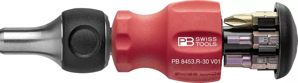 PB SWISS TOOLS Starbee сменный набор шестигранных отверток с трещоткой 8453R-30V01 красный