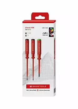 PB SWISS TOOLS Swiss Grip Classic Type Insulated Screwdriver Set Paper Box 3-piece (Minus/Positive Plus) 5551.CBB
