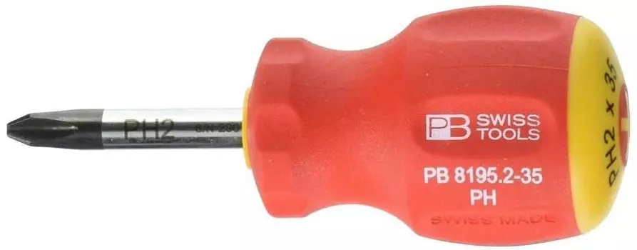 PB SWISS TOOLS Swiss Grip Stubby Phillips Screwdriver #2 Total Length 90mm 8195.2-35