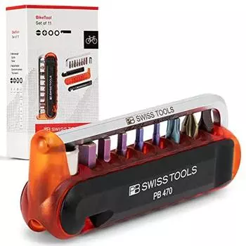 PB SWISS TOOLS Велосипедный мультитул PB 470 | 100% швейцарское производство | Карманный инструмент с битами, шестигранный ключ, стальной адаптер, лопатка для снятия покрышек для горного и шоссейного велосипеда, Bicyc