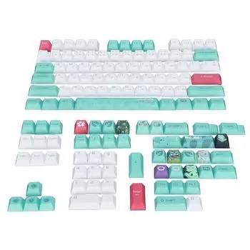 PBT Кейкапы 131 клавиша в японском стиле с элементами мультяшной анимации для универсального ПК гейминга