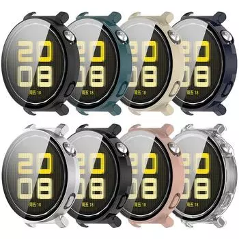 PC Bumper Tempered Glass Film Cover Anti-scratch Hard PC Tempered Glass Bumper Screen Protector for Huawei Watch GT5 Pro 42/46MM 42mm