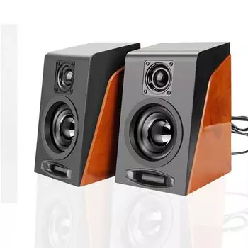 PC Speaker USB TV Проводной Маленький Монитор Игровой Динамик для ПК Компьютера Ноутбука HIFI Имитация Дерева Текстура Черный