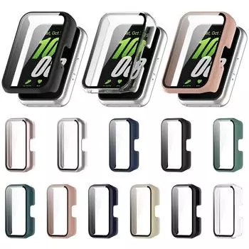PC Watch Case Smartwatch Protective Cover with Tempered Glass Dustproof Anti-Scratch for Samsung Galaxy Fit 3 SM-R390
