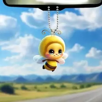 Пчела подвесной орнамент 2D плоский акриловый малыш пчела мультяшный пчела шарм для автомобиля рюкзак стена дверь праздничный декор A