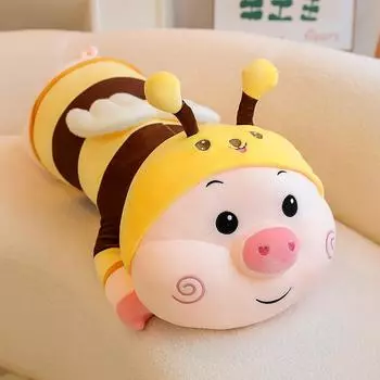 Пчела Свинья Длинная Подушка-Игрушка Плюшевая Игрушка Лежащая Кукла Свинья Кукла Подарок на День Рождения Женский 50cm