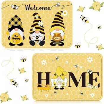 Пчелиный фестиваль, украшение в виде гнома, напольный коврик, кухонный входной водопоглощающий противоскользящий дверной коврик One Size