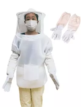 Пчелиный защитный репеллент для пчел, 2 шт., летний, для лица, легкий, 3 слоя, тонкий тип [ShiawaseforU] Одежда, дезинсекция, товары, перчатки, комплект, сетка,