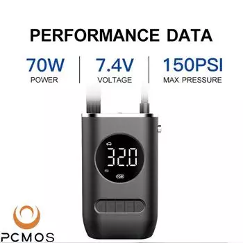 PCMOS 1 комплект автомобильный насос для накачивания шин портативных автомобилей и мотоциклов беспроводной цифровой дисплей чёрный