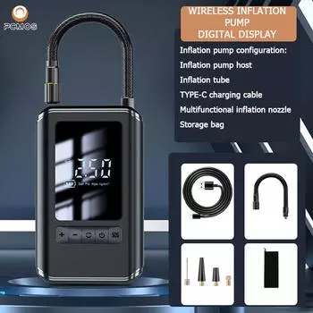 PCMOS 1 комплект насос для накачивания шин многофункциональный портативный ручной беспроводной зарядный цифровой дисплей насос для накачивания шин чёрный