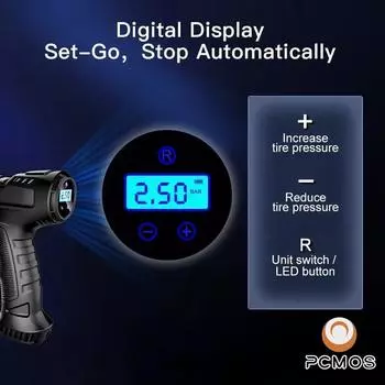 PCMOS 1 Set Car Mounted Inflation Pump Wireless Charging Handheld Smart Home Car Motorcycle Portable Tire Inflation Pump чёрный