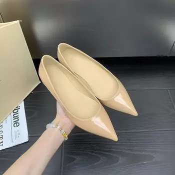 PD05 Huizhou is not tired of feet, high-end pointed head large size light mouth single shoes 34-43 red sole nude flat shoes 34