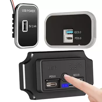 PD3.0 QC3.0 автомобильное зарядное устройство гнездо двойной USB 3.1A Type-C быстрая зарядка разветвитель розетка адаптер питания для мотоцикла грузовика квадроцикла лодки автофургона