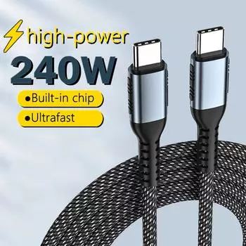 PD 100 Вт/240 Вт сверхбыстрый зарядный кабель для ноутбука планшета USB Type C кабель для передачи данных для Macbook Air iPad iPhone 15 Pro Max Xiaomi Dell HP 100W/1m
