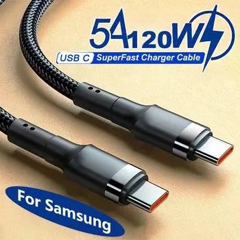 PD 120 Вт Супер зарядка для Samsung S24 S23 Кабель USB C-USB Type C для iPhone 15 Plus Pro Max Xiaomi 11 4,0 Быстрое зарядное устройство 0.25m
